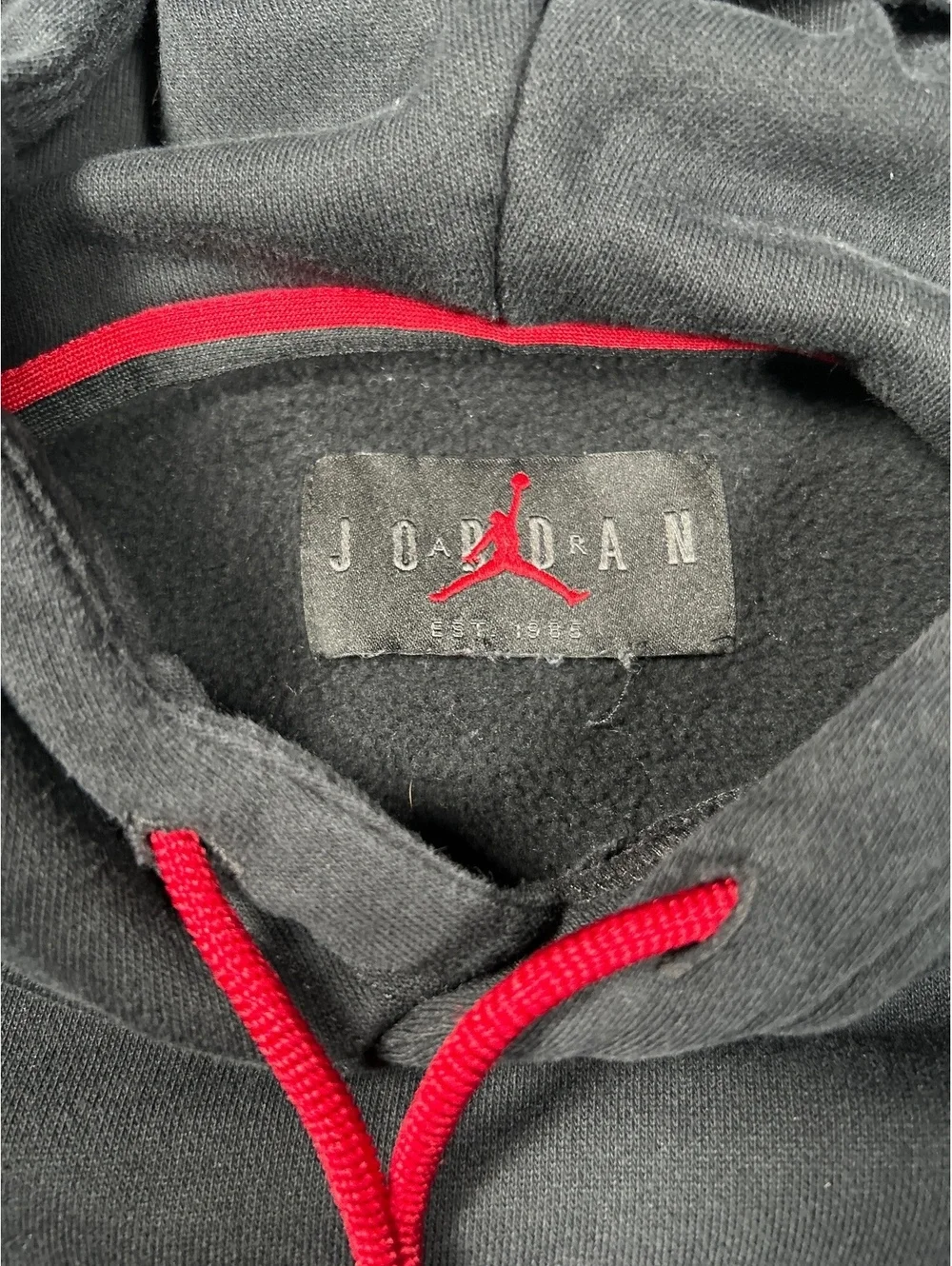Jordan Black Hoodie with Red and White Sneaker Graphic